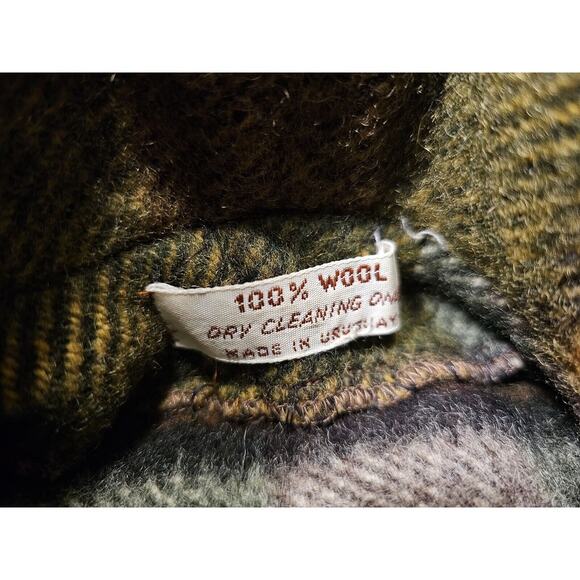 70s Wool Plaid Poncho Vintage Blanket Cape Coat Made in Uruguay - Picture 4 of 7